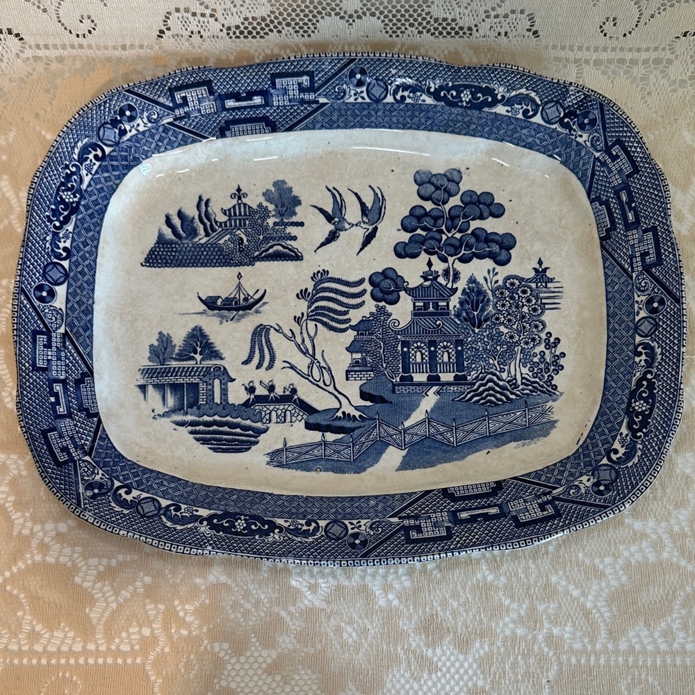 Antique Buffalo Pottery Blue Willow Serving Platter